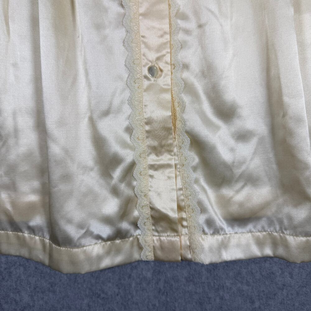 Vintage Barbizon Cuddleskin Long Sleeve Pajama Top Cream Floral Embroidery Lace - Picture 6 of 13